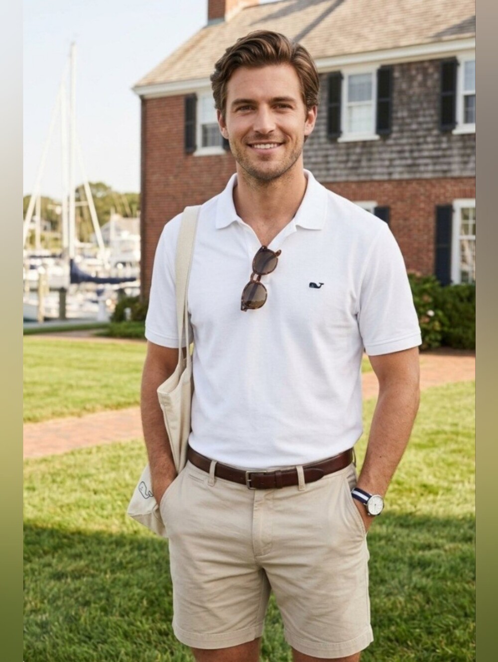 Men's White Short - Sleeve Vineyard Vines Large Shirt.